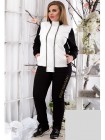 Жіночий модний спортивний костюм з трикотажу і эко-кожи для повних 813758-59